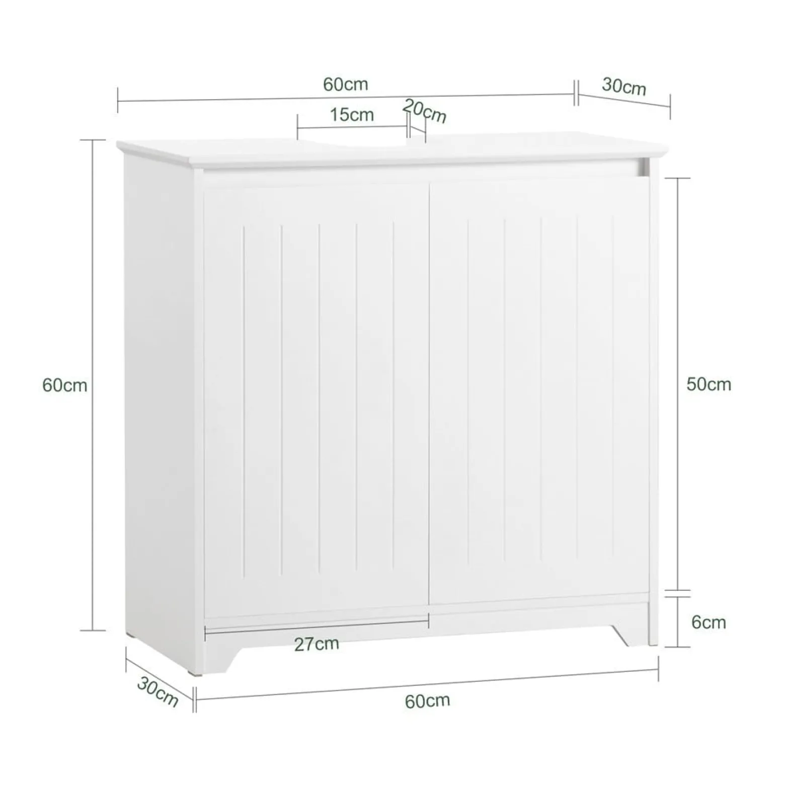 SoBuy Szafka pod umywalkę Biały 60x30x60cm Nowoczesny BZR108-W