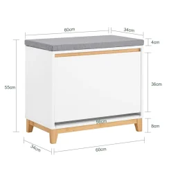 SoBuy Ławka na buty z 1 drzwiczkami 60x34x55cm Nowoczesny FSR191-NW