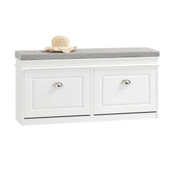 SoBuy Ławka na buty z 2 drzwiczkami Biały 104x24x52cm Funkcjonalny FSR64-W