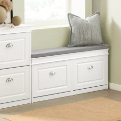 SoBuy Ławka na buty z 2 drzwiczkami Biały 104x24x52cm Funkcjonalny FSR64-W