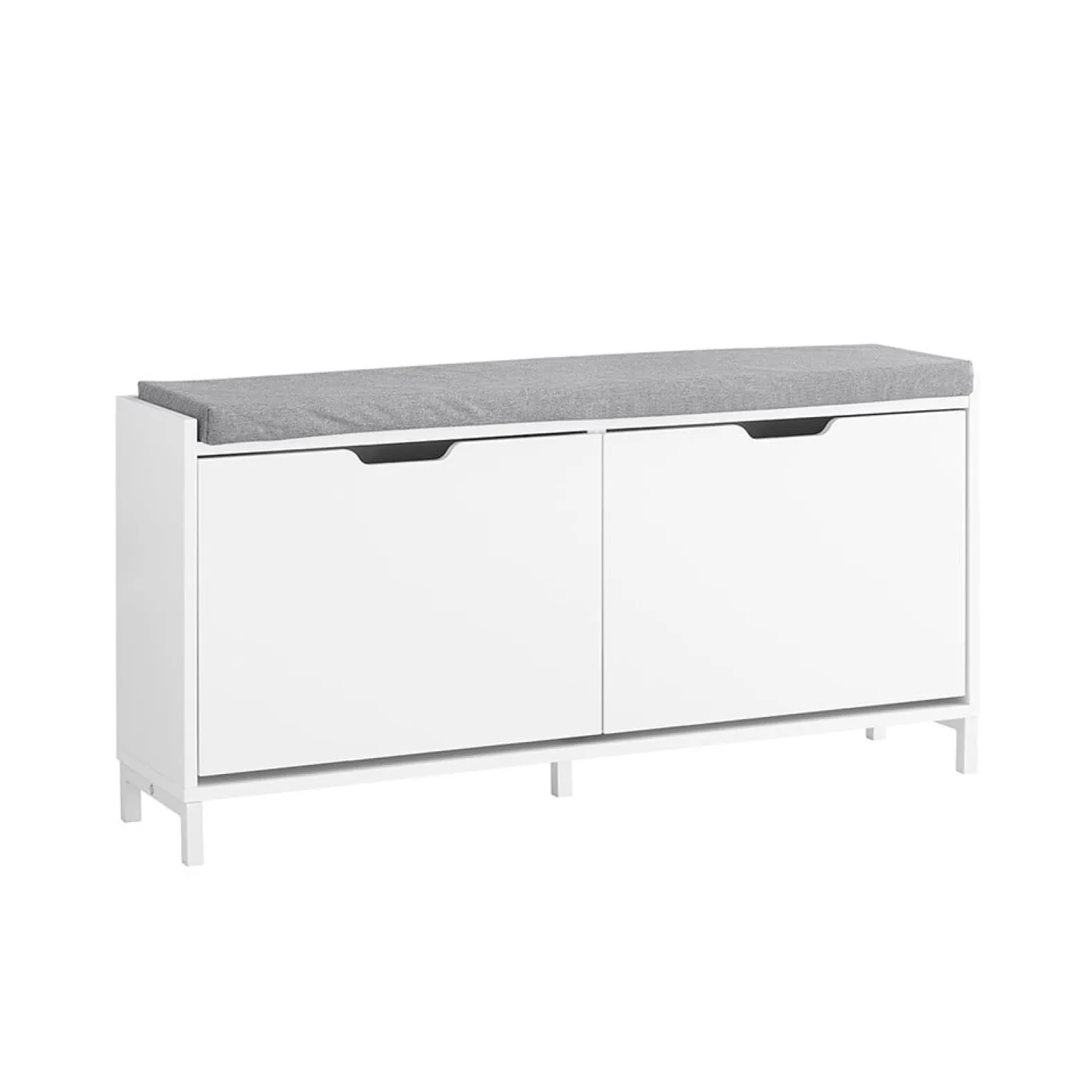 SoBuy Ławka z pojemnikiem na buty z 2 drzwiami Biały 105x24x52cm FSR151-L-W