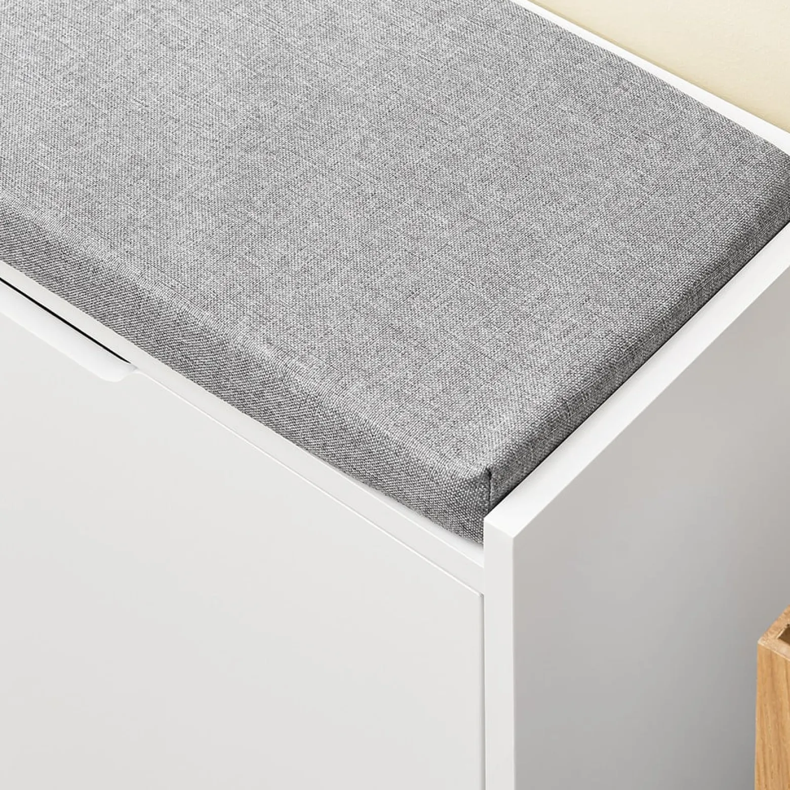 SoBuy Ławka z pojemnikiem na buty z 2 drzwiami Biały 105x24x52cm FSR151-L-W