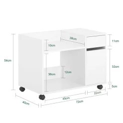 SoBuy Kontener biurowy z jedną szufladą Biały 72x40x54cm ASK02-W