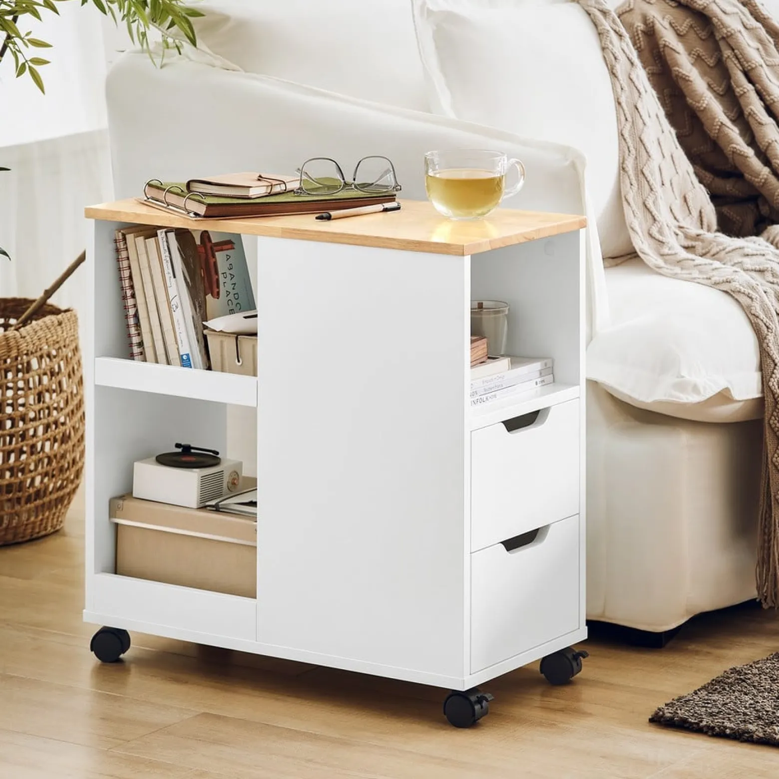SoBuy Kontener biurowy z jedną szufladą 60x30x60cm Nowoczesny FBT130-NW