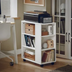 SoBuy Kontener biurowy z 4 półkami Biały 60x35x75cm Nowoczesny FBT68-W