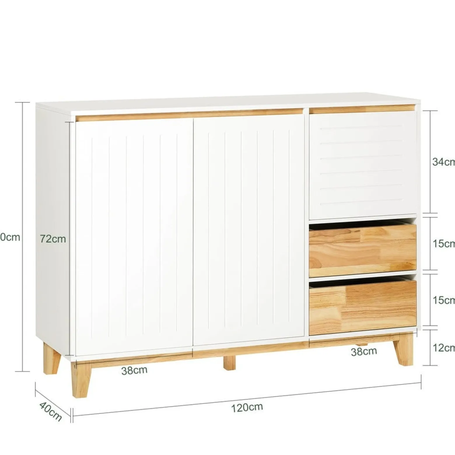 SoBuy Kredens niski Kolor drewna 120x40x90cm Nowoczesny FSB75-NW