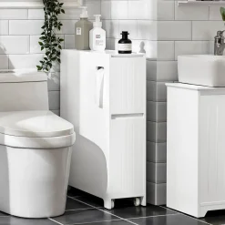 SoBuy Niska szafka łazienkowa z dwiema szufladami Biały 60x20x75cm BZR111-W