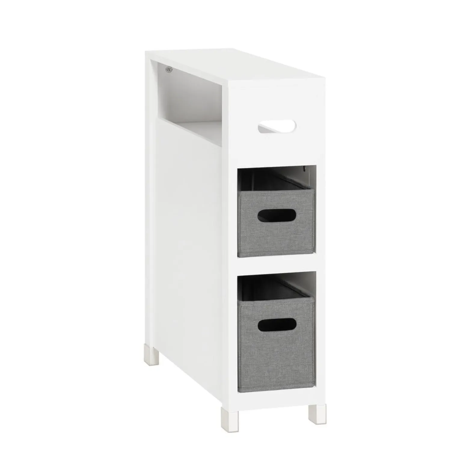 SoBuy Niska szafka łazienkowa z dwiema szufladami Biały 60x20x70cm BZR83-W