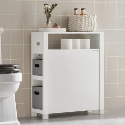 SoBuy Niska szafka łazienkowa z dwiema szufladami Biały 60x20x70cm BZR83-W