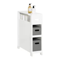 SoBuy Niska szafka łazienkowa z dwiema szufladami Biały 60x20x70cm BZR83-W
