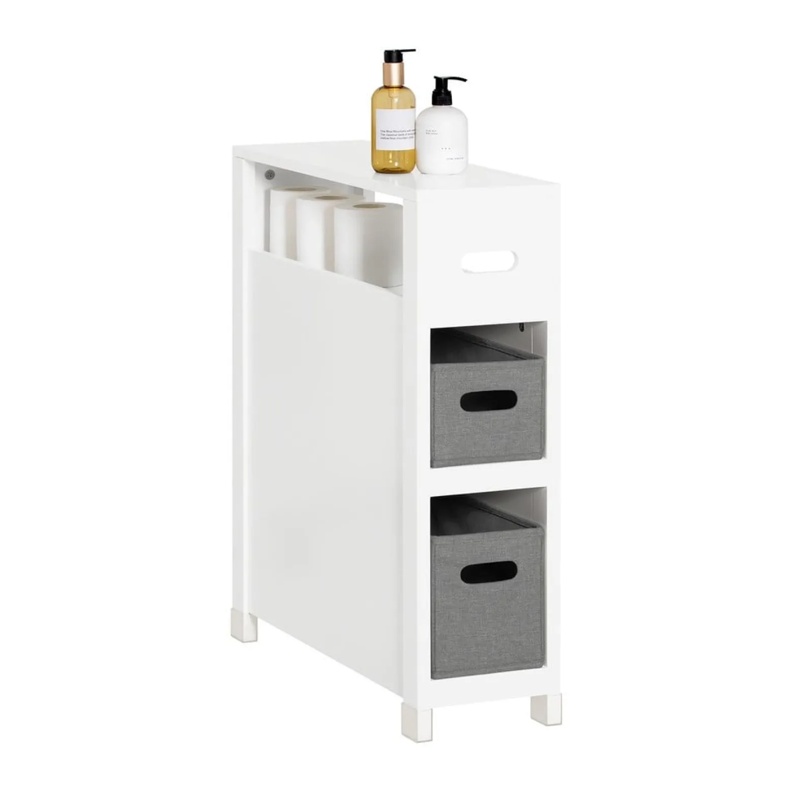 SoBuy Niska szafka łazienkowa z dwiema szufladami Biały 60x20x70cm BZR83-W