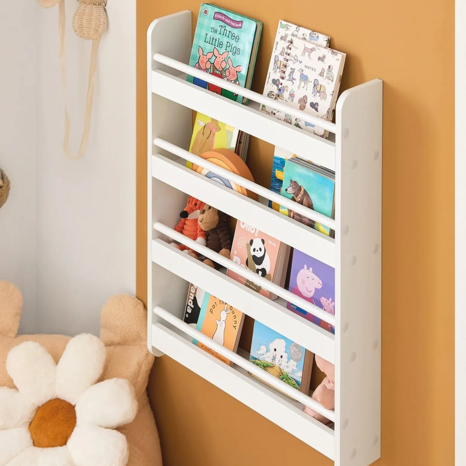 SoBuy Regał dziecięcy z 4 półkami Biały 60x12x80cm Nowoczesny KMB08-K-W