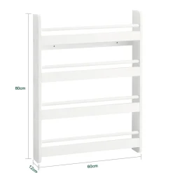 SoBuy Regał dziecięcy z 4 półkami Biały 60x12x80cm Nowoczesny KMB08-K-W