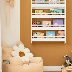 SoBuy Regał dziecięcy z 4 półkami Biały 60x12x80cm Nowoczesny KMB08-K-W