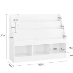 SoBuy Regał dziecięcy z 3 półkami Biały 107x37.5x80cm KMB118-W