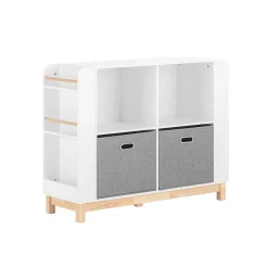 SoBuy Regał dziecięcy z 2 szufladami Biały 100x35x80cm Nowoczesny KMB85-W