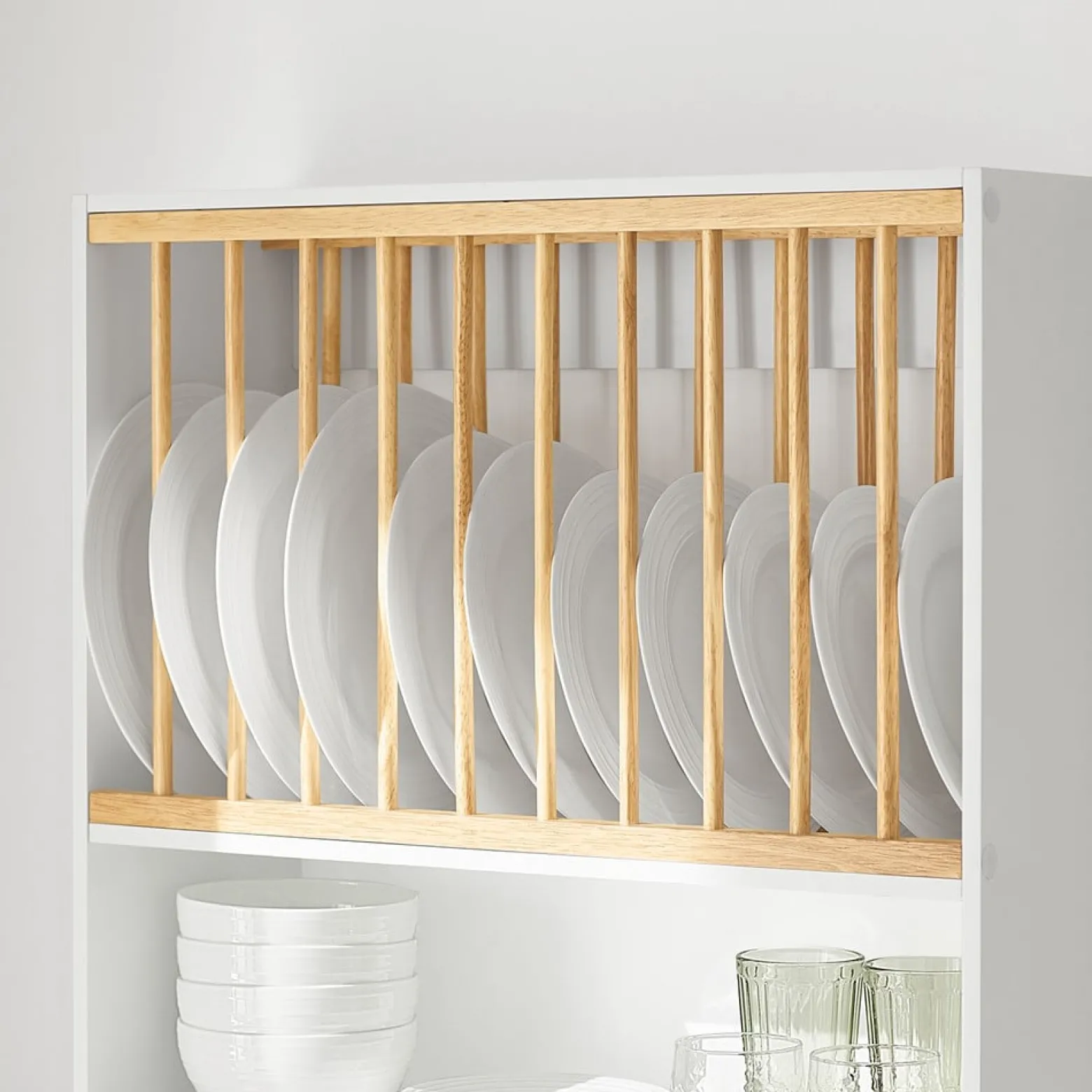 SoBuy Stojak na talerze z 7 półkami Biały 64x24x71cm Funkcjonalny KCR09-W