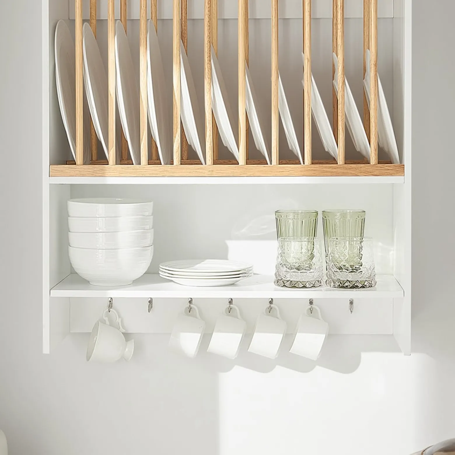 SoBuy Stojak na talerze z 7 półkami Biały 64x24x71cm Funkcjonalny KCR09-W