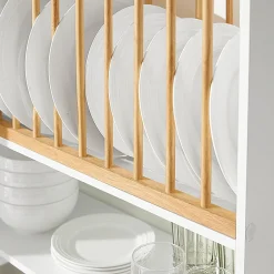 SoBuy Stojak na talerze z 7 półkami Biały 64x24x71cm Funkcjonalny KCR09-W