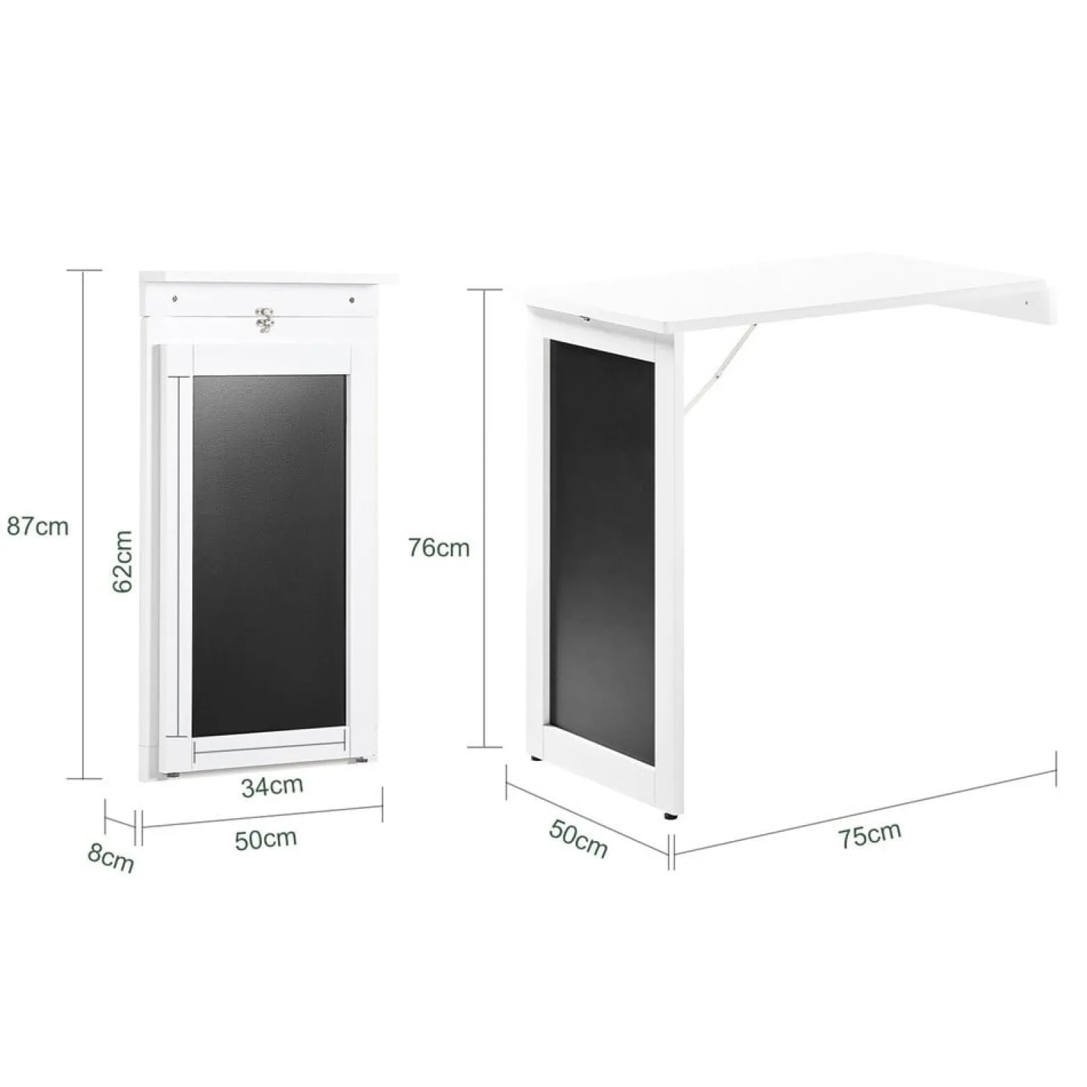 SoBuy Stolik ścienny składany Biały 50x75x73cm FWT20-W