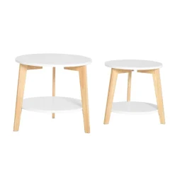 SoBuy Stolik kawowy 2 sztuki Biały 50x50x45cm Nowoczesny FBT75-W