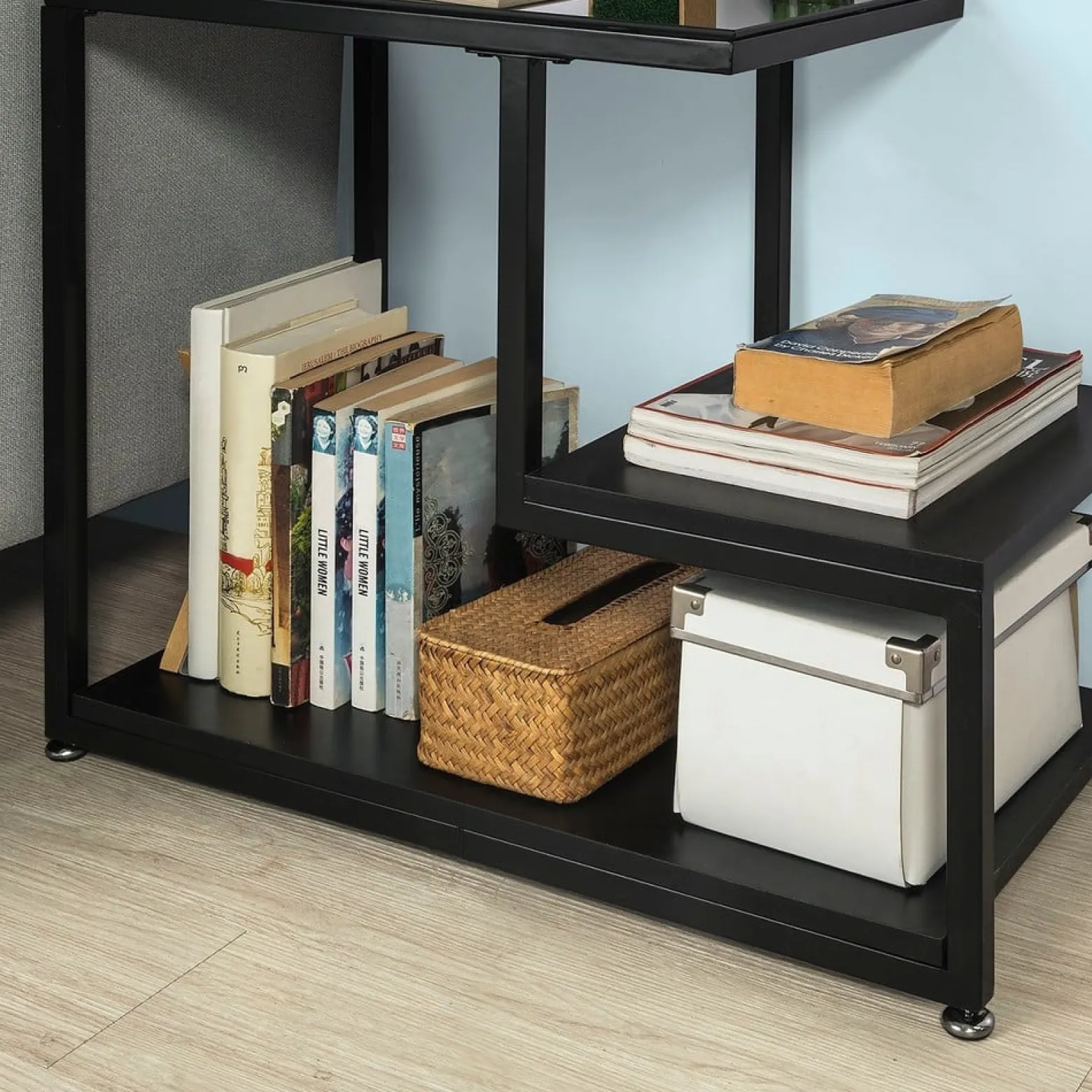 SoBuy Stolik kawowy z dwiema półkami Czarny 65x35x55cm FBT65-SCH
