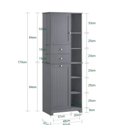 SoBuy Słupek łazienkowy z jedną szufladą Ciemnoszary 60x38x170cm BZR104-DG