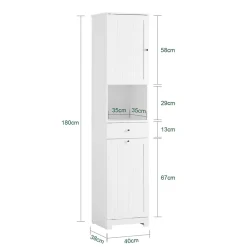 SoBuy Szafka łazienkowa z szufladą Biały 40x38x180cm BZR216-W