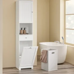 SoBuy Szafka łazienkowa z szufladą Biały 40x38x180cm BZR216-W