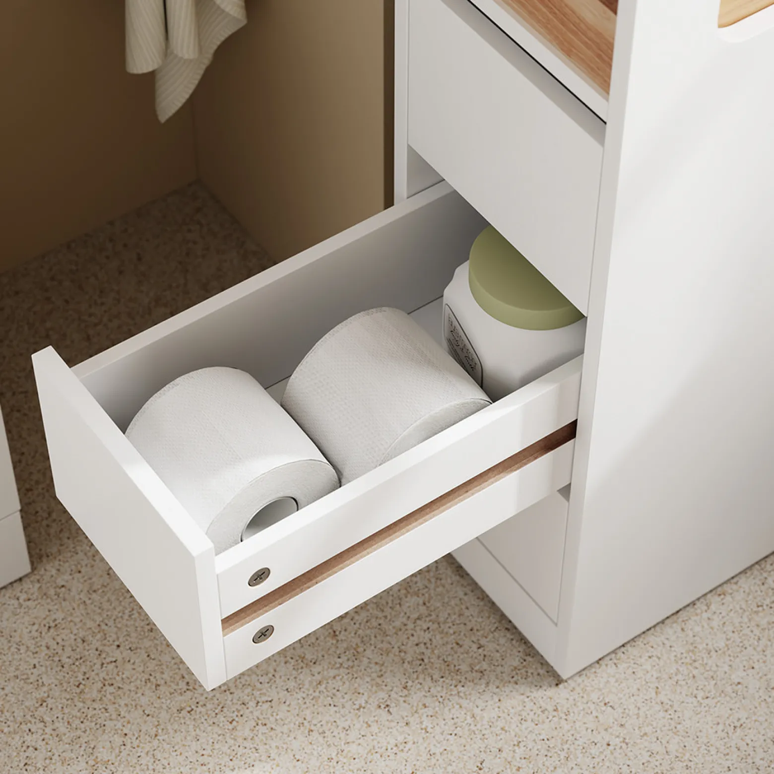 SoBuy Szafka łazienkowa z 3 szufladami Biały 23x65x82 cm BZR54-II-W