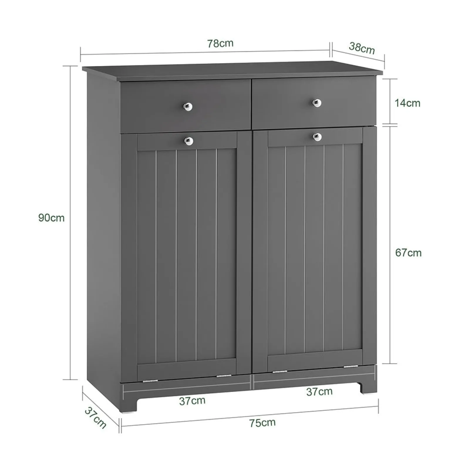 SoBuy Szafka łazienkowa z szufladami Ciemnoszary 78x38x90 BZR33-II-DG