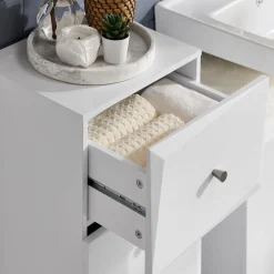 SoBuy Szafka na bieliznę z 1 szufladą Biały 34x30x89.5cm Nowoczesny BZR93-W
