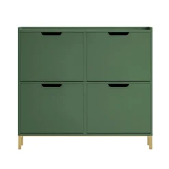 SoBuy Szafka na buty z 4 drzwiami Ciemnozielony 100x19x90.5cm FSR100-SY