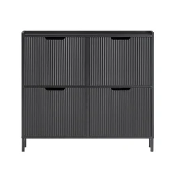 SoBuy Szafka na buty z 4 drzwiami Czarny 100x19x90.5cm FSR177-L-SCH