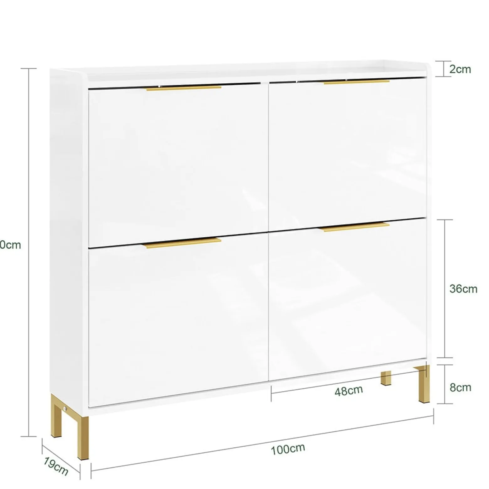 SoBuy Szafka na buty z 4 drzwiczkami Biały 100x19x90cm Nordycki FSR206-GW