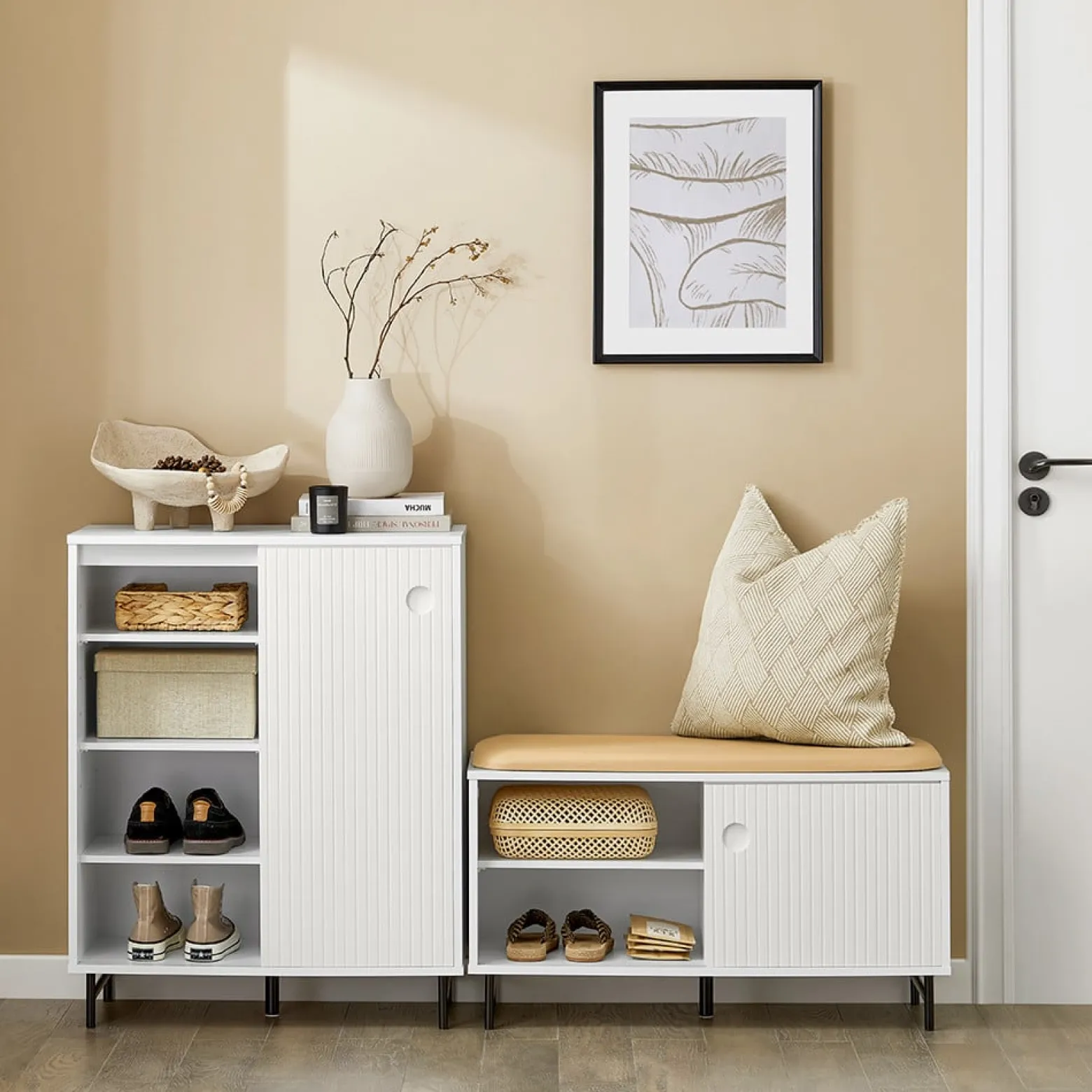 SoBuy Szafka na buty z dwoma drzwiami Biały 85x37x49cm FSR116-W