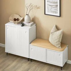 SoBuy Szafka na buty z dwoma drzwiami Biały 85x37x49cm FSR116-W