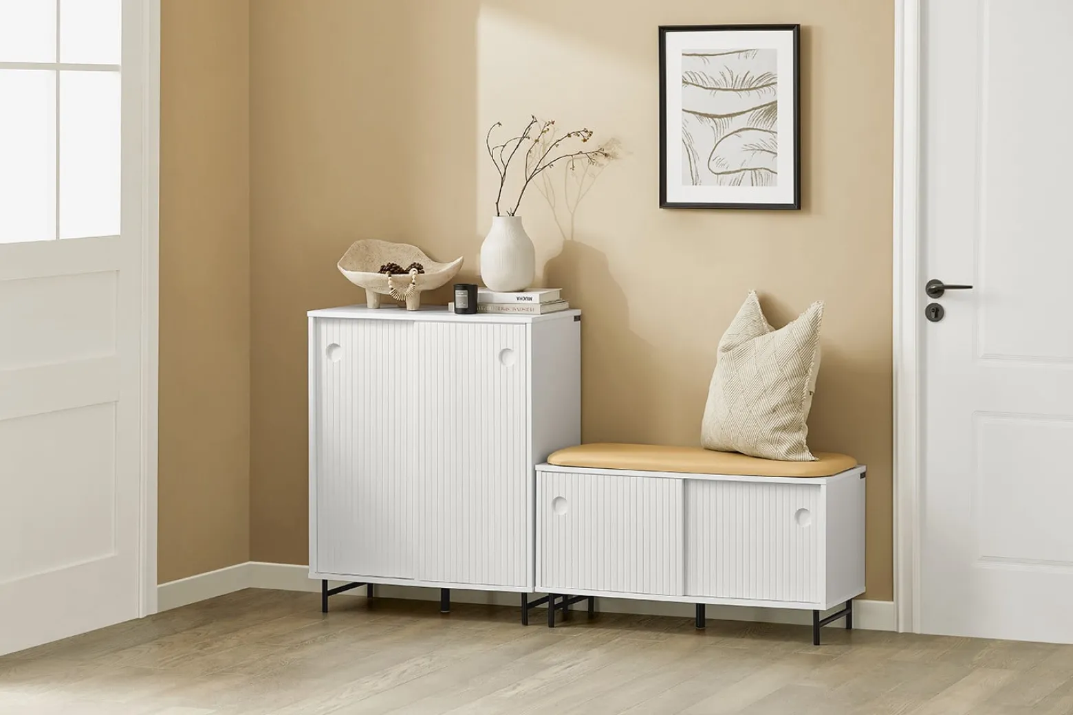 SoBuy Szafka na buty z dwoma drzwiami Biały 85x37x49cm FSR116-W