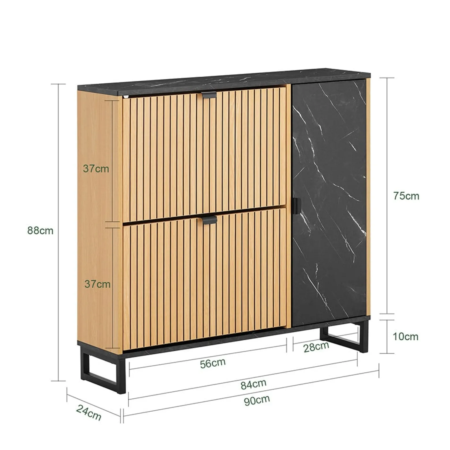 SoBuy Szafka na buty z dwoma drzwiczkami 90x24x88.5cm Nowoczesny FSR203-N