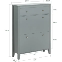 SoBuy Szafka na buty z 1 szufladą Jasnoszary 80x25x108cm FSR89-HG