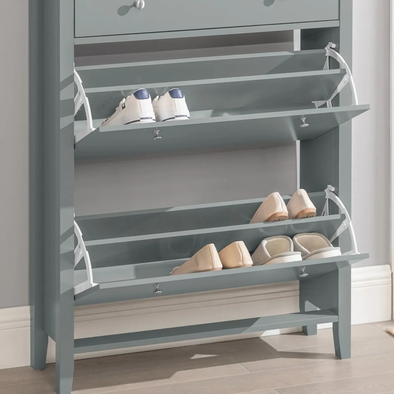 SoBuy Szafka na buty z 1 szufladą Jasnoszary 80x25x108cm FSR89-HG