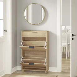 SoBuy Szafka na buty z szufladą Jasny dąb 60×24×95 FSR212-N