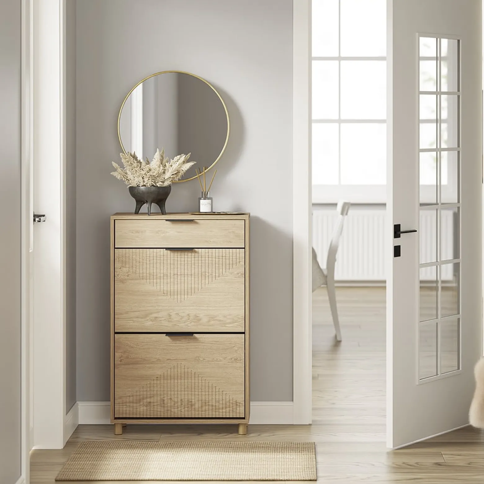 SoBuy Szafka na buty z szufladą Jasny dąb 60×24×95 FSR212-N