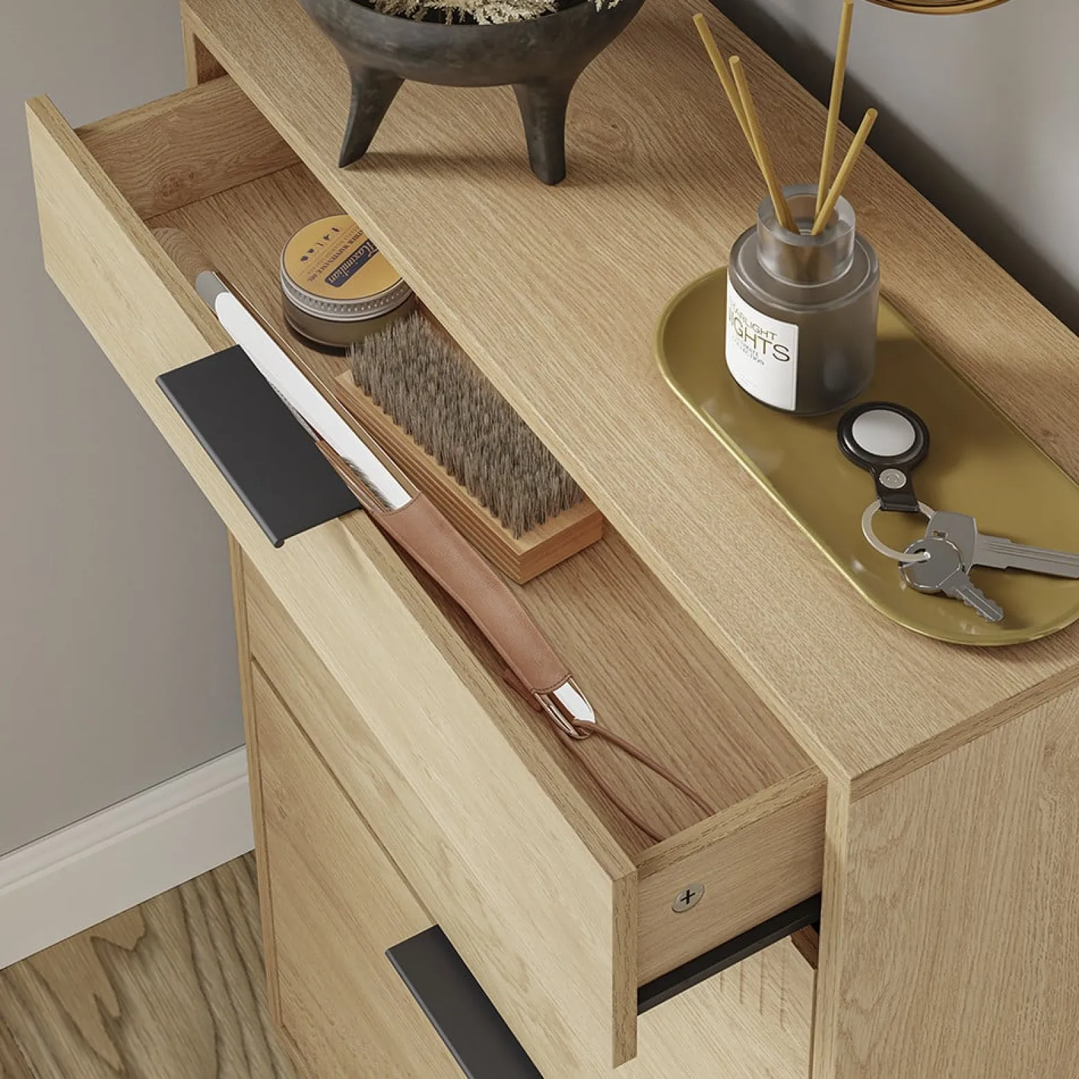 SoBuy Szafka na buty z szufladą Jasny dąb 60×24×95 FSR212-N