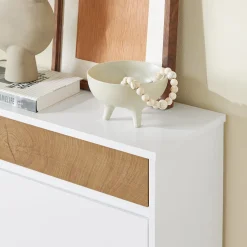 SoBuy Szafka na buty z szufladą Biały/Drewno 61x25x91cm FSR205-WN
