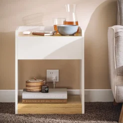 SoBuy Szafka nocna z jedną szufladą 45x40x55cm FBT128-WN