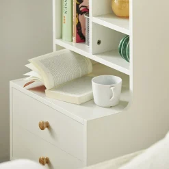 SoBuy Szafka nocna z 2 szufladami Biały 43x36x81cm Nowoczesny FBT100-W
