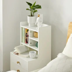 SoBuy Szafka nocna z 2 szufladami Biały 43x36x81cm Nowoczesny FBT100-W