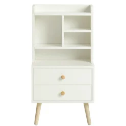 SoBuy Szafka nocna z 2 szufladami Biały 43x36x81cm Nowoczesny FBT100-W