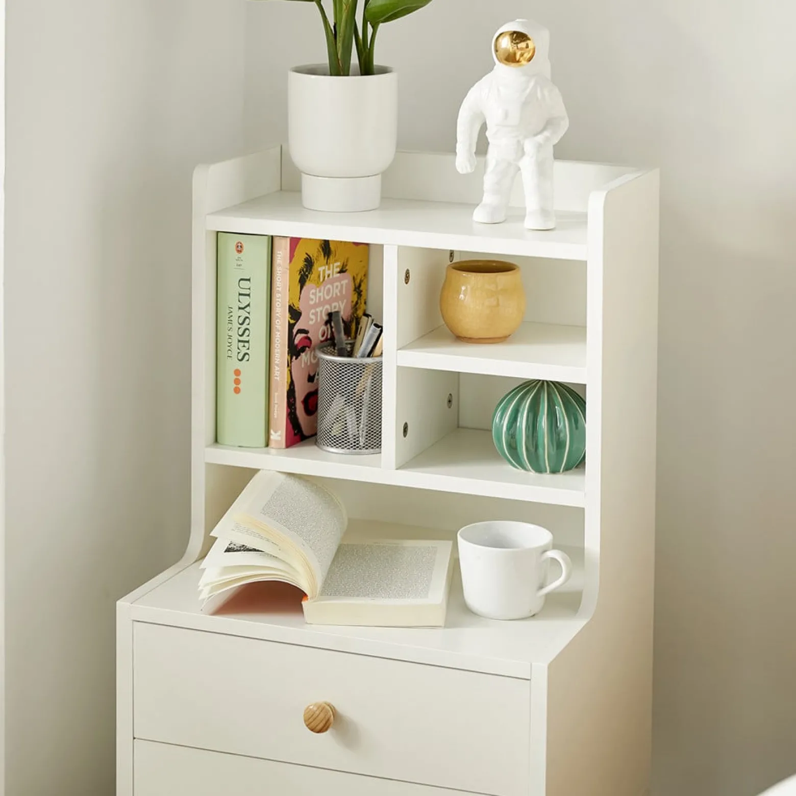 SoBuy Szafka nocna z 2 szufladami Biały 43x36x81cm Nowoczesny FBT100-W